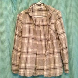 Black gray and white plaid button up. Very soft